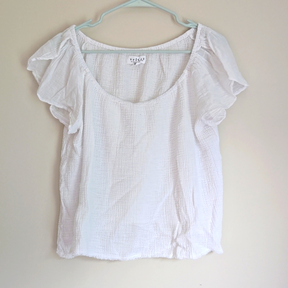 Velvet by Graham and Spencer White Gauze Top